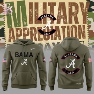 High-resolution image of the Alabama Crimson Tide Military Appreciation Shirt suitable for online product display.