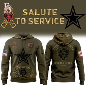 High-resolution image of the Chicago Bears Salute to Service US Army Hoodie suitable for online product display.