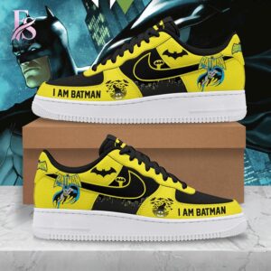 High-resolution image of the I Am Batman Nike Air Force Shoes suitable for online product display.