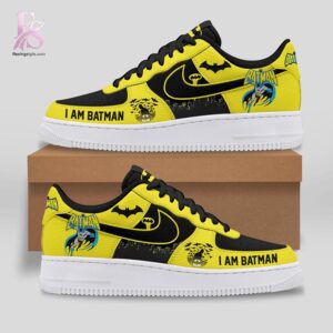 High-resolution image of the I Am Batman Nike Air Force Shoes suitable for online product display.