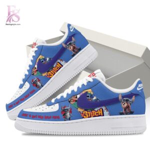High-resolution image of the Just A Girl Who Loves Stitch Air Force Shoes suitable for online product display.