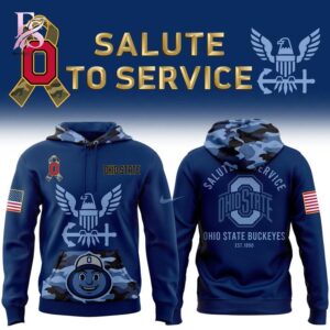 High-resolution image of the Ohio State Buckeyes Salute to Service US Navy Hoodie suitable for online product display.