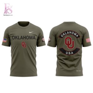 High-resolution image of the Oklahoma Military Appreciation Shirt suitable for online product display.