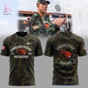 High-resolution image of the Oregon State Football Military Appreciation Night Shirt suitable for online product display.