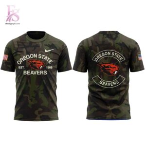 High-resolution image of the Oregon State Football Military Appreciation Night Shirt suitable for online product display.