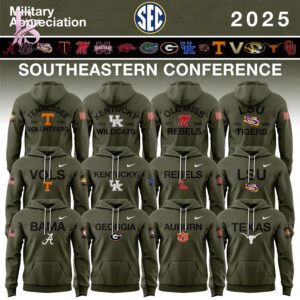 Southeastern Conference Teams Military Appreciation Hoodie jpg photographed to showcase texture, printing accuracy, and build quality.