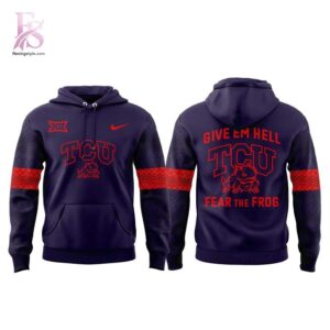 The TCU Give em Hell Fear the Frog Hoodie is designed to fit effortlessly into everyday style.