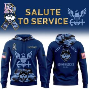 UConn Huskies 2025 Salute to Service Navy Hoodie 1 jpg with a sleek design made for all-day comfort.