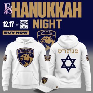 A relaxed style option, the Florida Panthers Hanukkah Night Hoodie fits many outfits.