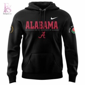 High-quality image focusing on the details of Alabama Crimson Tide Rose Bowl Game Hoodie.
