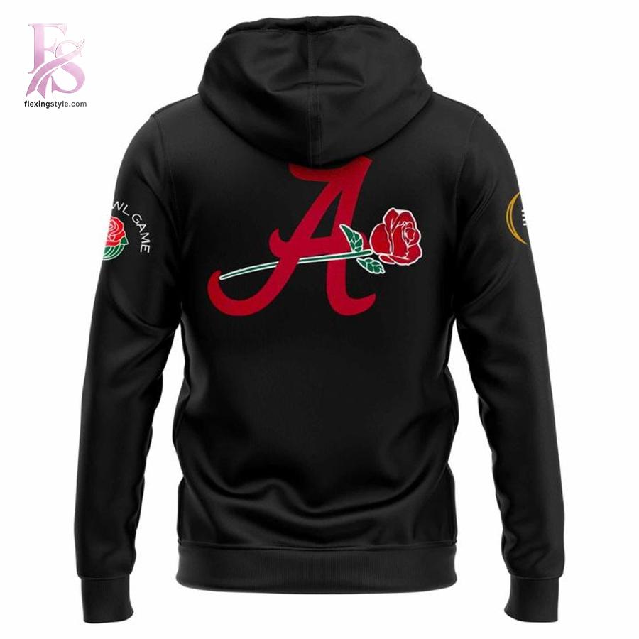 High-quality image focusing on the details of Alabama Crimson Tide Rose Bowl Game Hoodie.