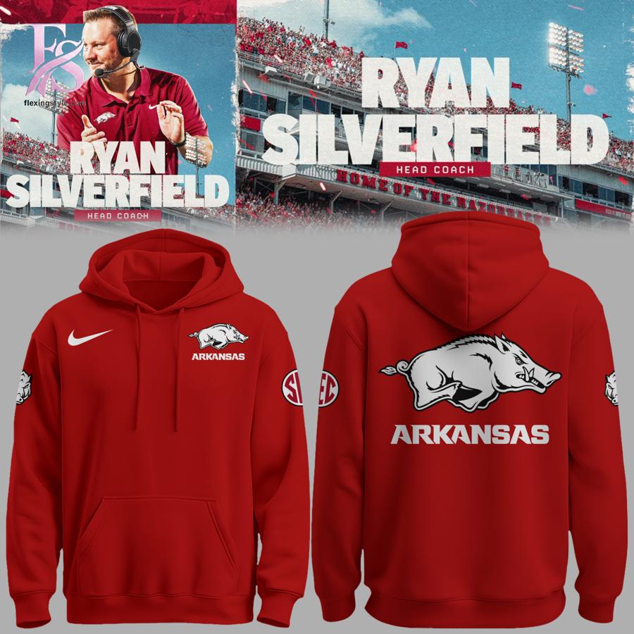 A relaxed style option, the Arkansas Razorbas Welcome Head Coach RYAN SILVERFIELD Hoodie fits many outfits.