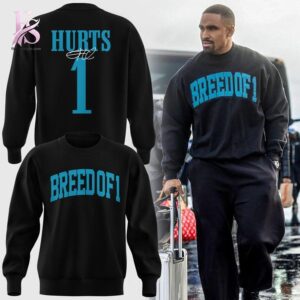 The BREED OF 1 Jalen Hurts Philadelphia Eagles Sweatshirt 1 keeps your look clean and comfortable.