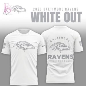 Casual and fashionable outfit suitable for all seasons Baltimore Ravens 2026 Winter White Out Hoodie 2.