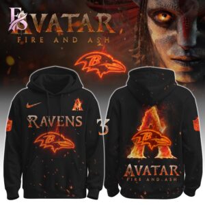 The Baltimore Ravens Avatar Fire and Ash Hoodie offers a balanced mix of style and versatility.