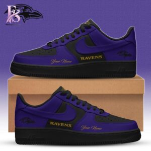 Fashion product showcasing a modern and stylish design suitable for everyday wear Baltimore Ravens Black in Black Nike Air Force 1 1