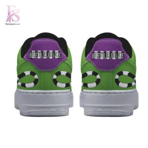 High-quality image focusing on the details of Beetlejuice Ghost With The Most Air Force Shoes 4.