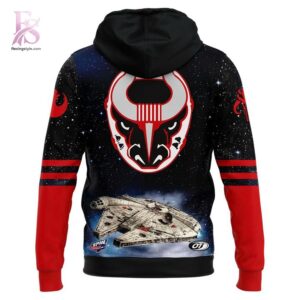 High-quality image focusing on the details of Birmingham Bulls 2026 Star Wars Hoodie 3.