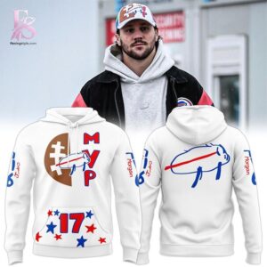 High-quality image focusing on the details of Buffalo Bills Josh Allen Hoodie 1.