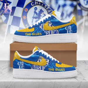 The Chelsea FC The Blues Air Force Shoes shown with a modern and casual look.