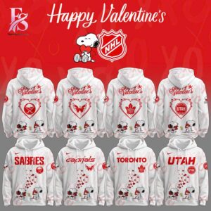 Visual preview of Choose Your NHL Team x Snoopy Happy Valentine 2026 Hoodie 1 suitable for online shopping.