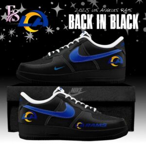High-quality image focusing on the details of Choose Your Team NFL Back In Black 2025 Air Force Shoes 2.