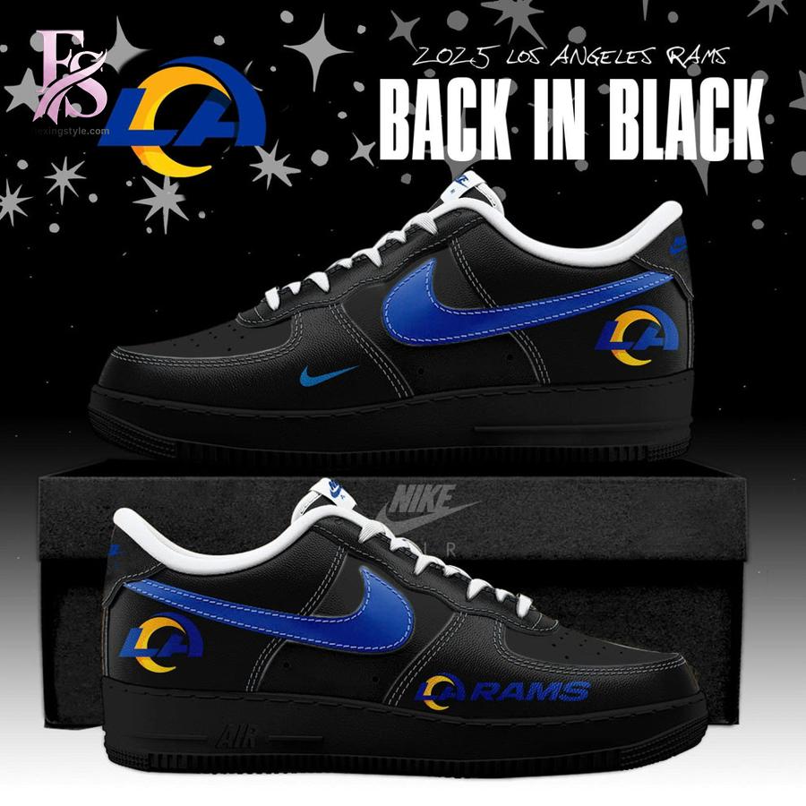 High-quality image focusing on the details of Choose Your Team NFL Back In Black 2025 Air Force Shoes 2.