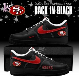 High-quality image focusing on the details of Choose Your Team NFL Back In Black 2025 Air Force Shoes 4.