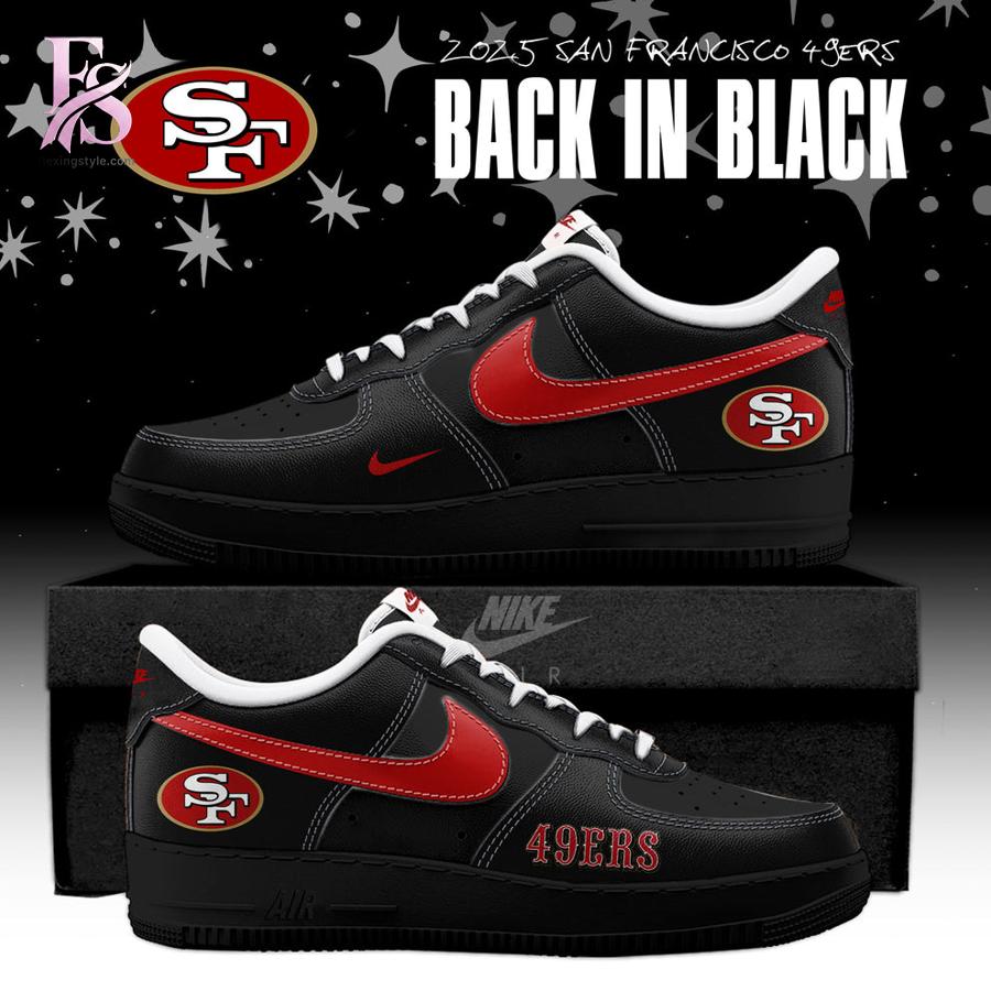 High-quality image focusing on the details of Choose Your Team NFL Back In Black 2025 Air Force Shoes 4.