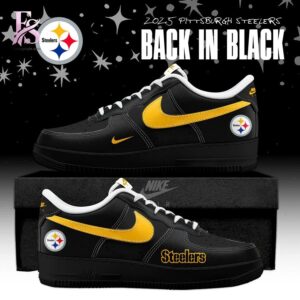 High-quality image focusing on the details of Choose Your Team NFL Back In Black 2025 Air Force Shoes 6.