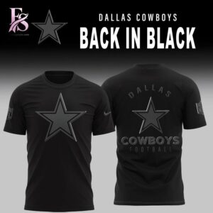 High-quality image focusing on the details of Dallas Cowboys 2026 Back In Black Shirt 1.