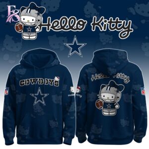 High-quality image focusing on the details of Dallas Cowboys Hello Kitty 2026 Hoodie 1.
