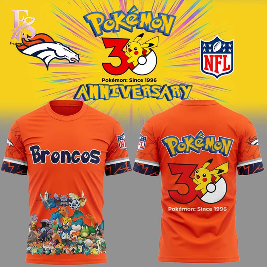 Comfortable and fashionable clothing item ideal for street style in Denver Broncos Pokemon 30th Anniversary Hoodie 2