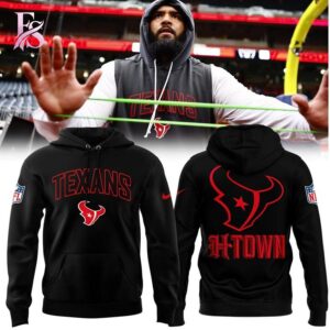 High-quality image focusing on the details of Houston Texans Redline H Town Hoodie.