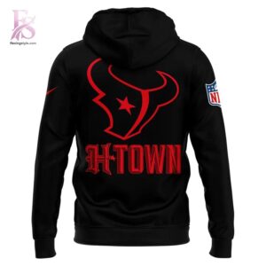 High-quality image focusing on the details of Houston Texans Redline H Town Hoodie.