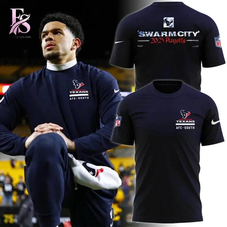 High-quality image focusing on the details of Houston Texans SWARM CITY 2026 Hoodie 2.