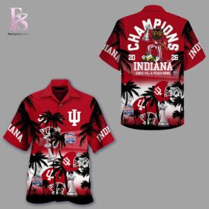 Visual preview of Indiana Hoosiers Champions 2025 Peach Bowl Hawaiian Shirt 2 suitable for online shopping.