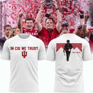 Visual preview of Indiana Hoosiers Football Coach Curt Cignetti In CIG We Trust T shirt 1 suitable for online shopping.