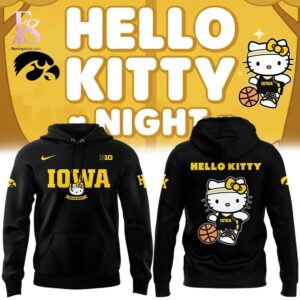 Unisex fashion apparel with modern streetwear design with theIowa Hawkeyes 2026 Hello Kitty Hoodie 1