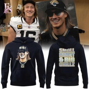 High-quality image focusing on the details of Jacksonville Jaguars QB Trevor Lawrence Steezy Trev Hoodie.
