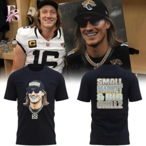 High-quality image focusing on the details of Jacksonville Jaguars QB Trevor Lawrence Steezy Trev Hoodie.