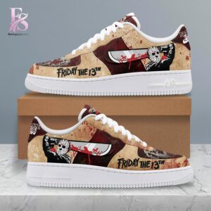 High-quality image focusing on the details of Jason Voorhees Friday The th Air Force Shoes.