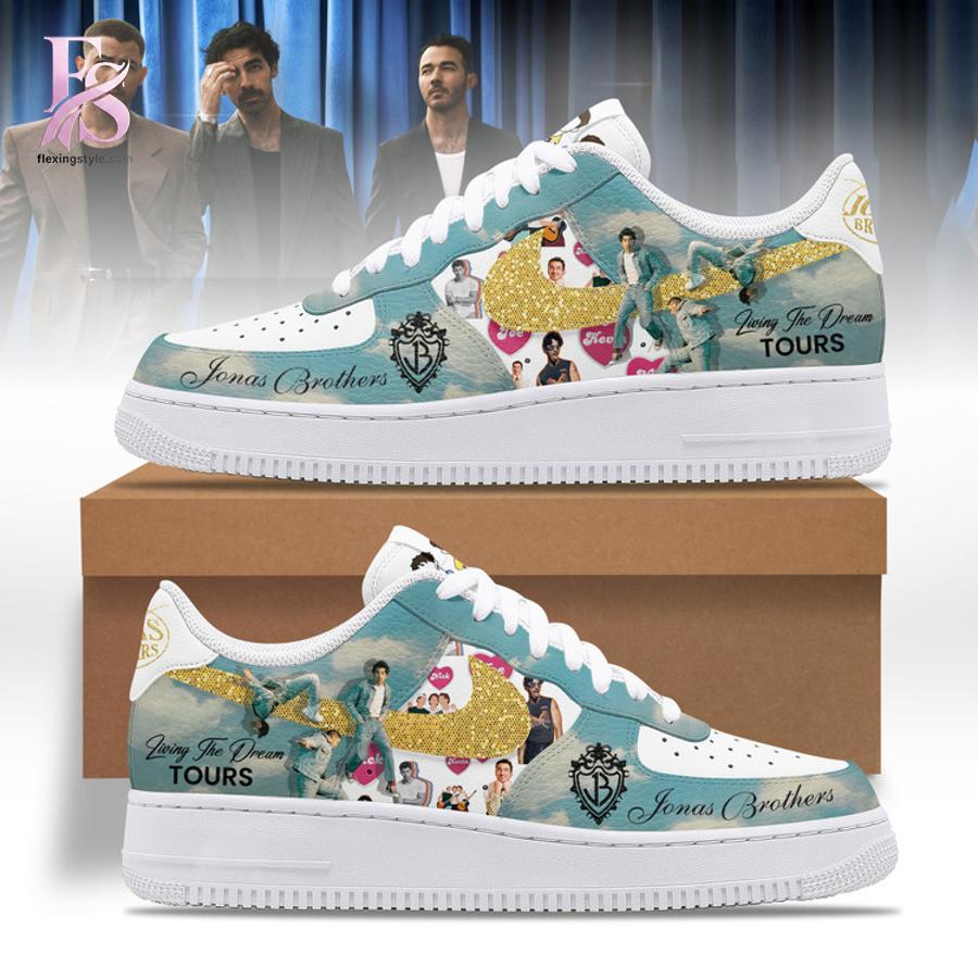 Clean, modern, and ready to use - the Jonas Brothers Living The Dream Tours Air Force Shoes.