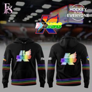 Comfortable and fashionable clothing item ideal for street style in Kalamazoo Wings Hockey Is For Everyone Rainbow Ice 2026 Hoodie 1