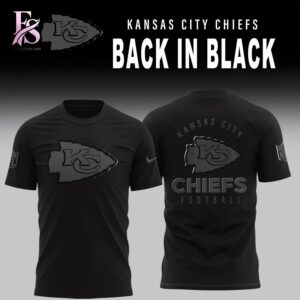 High-quality image focusing on the details of Kansas City Chiefs 2026 Back In Black Shirt 1.