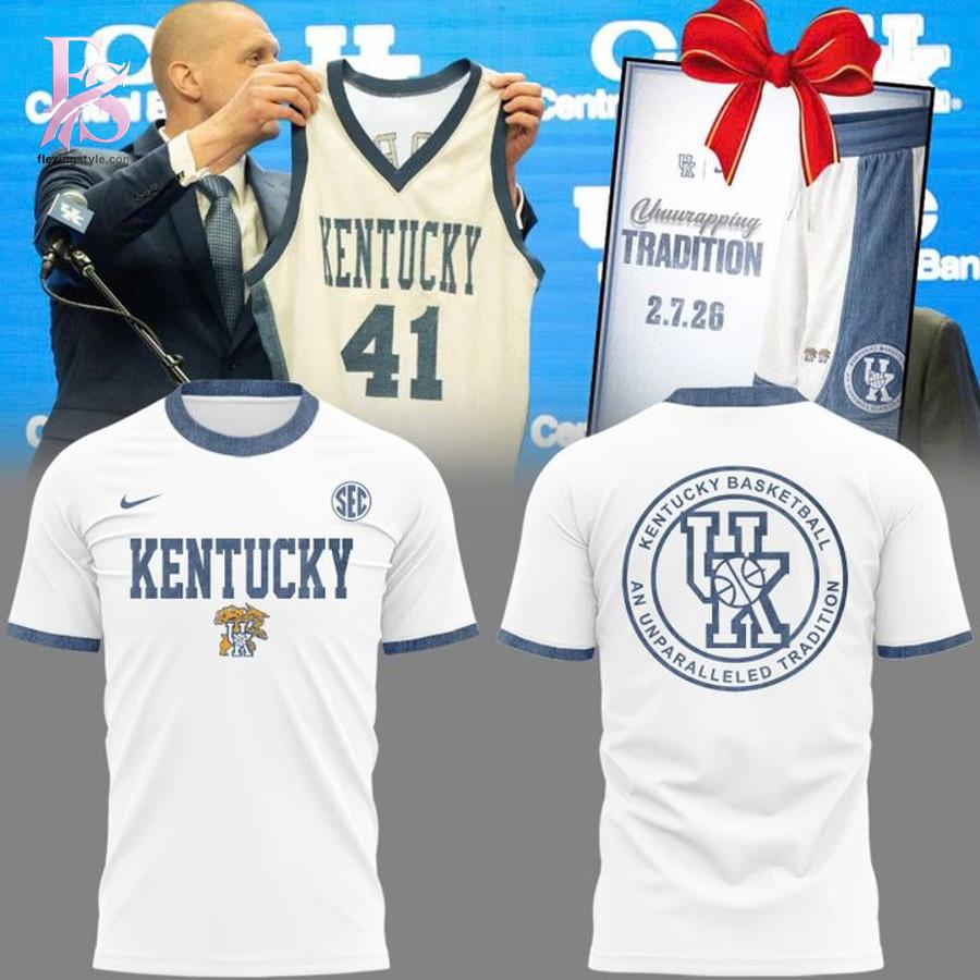 The Kentucky Wildcats Throwback Denim Uniform T Shirt shown with a modern and casual look.
