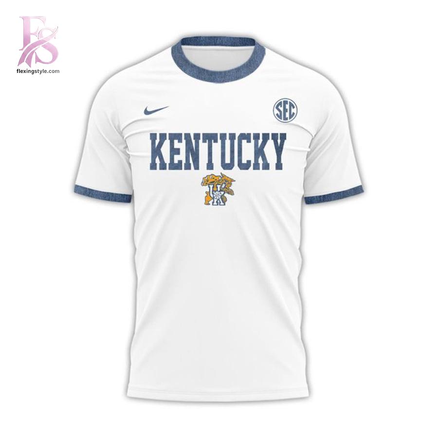 The Kentucky Wildcats Throwback Denim Uniform T Shirt shown with a modern and casual look.
