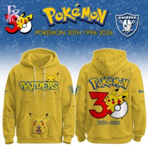The Las Vegas Raiders Pok mon 30th Anniversary Hoodie 1 keeps your look clean and comfortable.