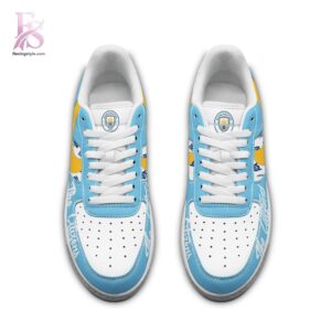 The Manchester City Air Force Shoes shown with a modern and casual look.