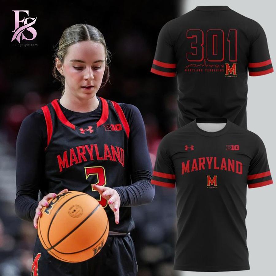 Unisex fashion apparel with modern streetwear design with theMaryland Terrapins BLACK OUT Dark Side of the Shell Shirt 1